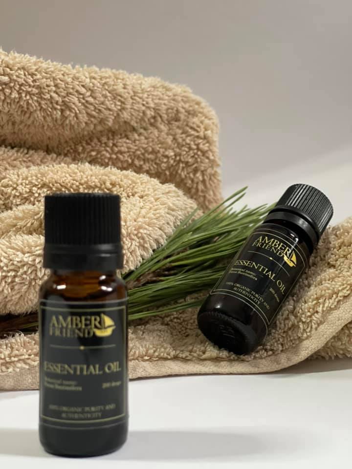 Gintaro eterinis aliejus pirčiai, saunai, savimasažams, patalpoms