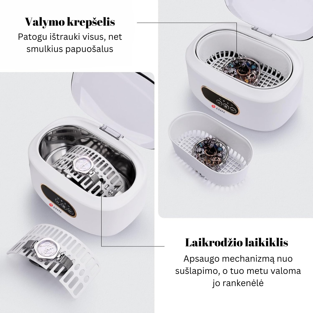 Ultragarsinė Papuošalų, Akinių ir Higienos Reikmenų valymo vonelė