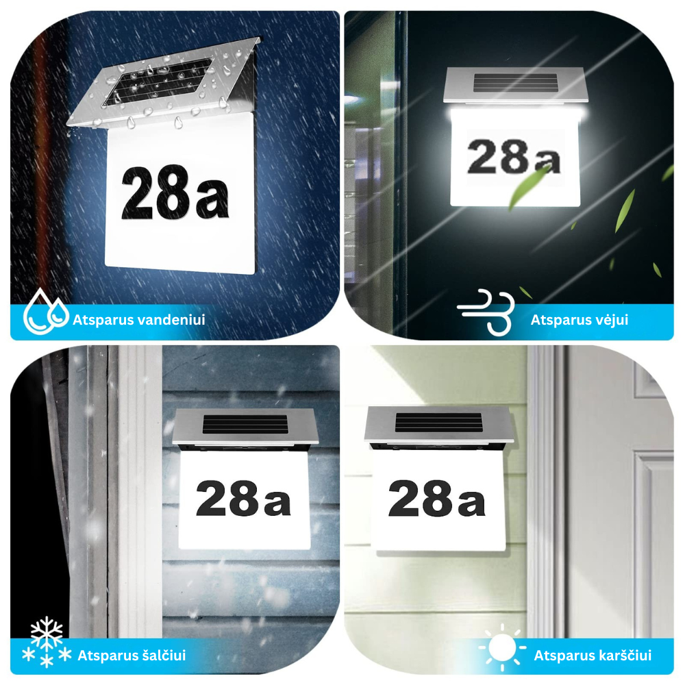 LED namo numerio šviestuvas