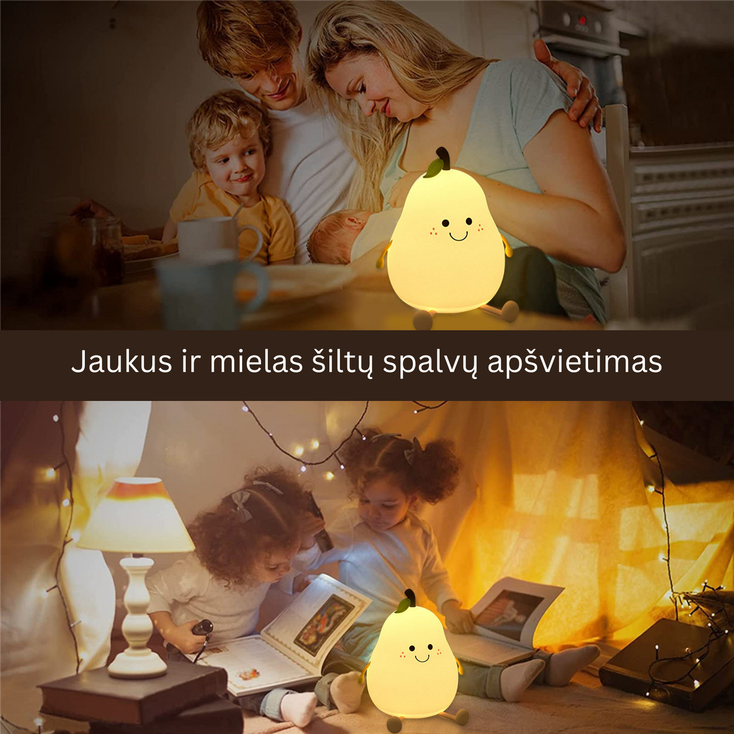 Naktinė vaikiška lempa - silikonė kriaušė