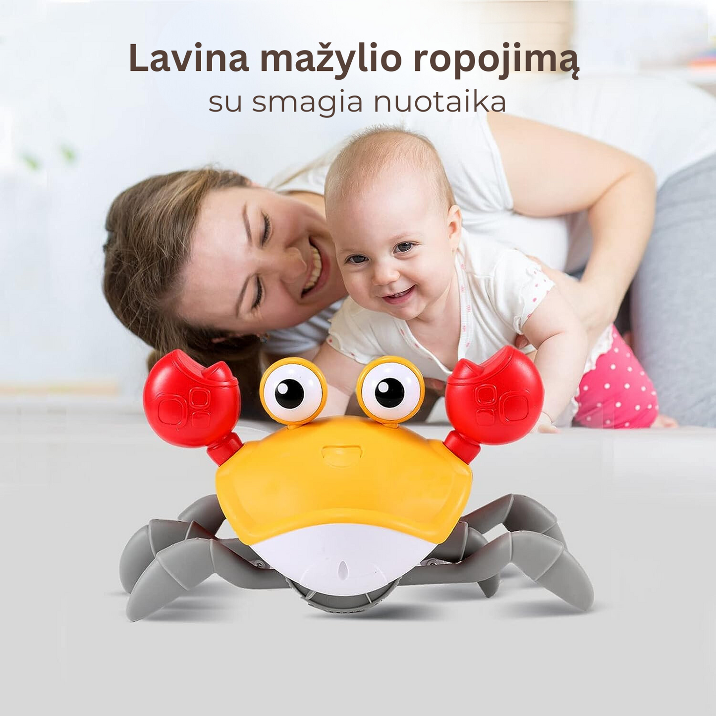 Interaktyvus vaikštantis pakraunamas krabas su muzika