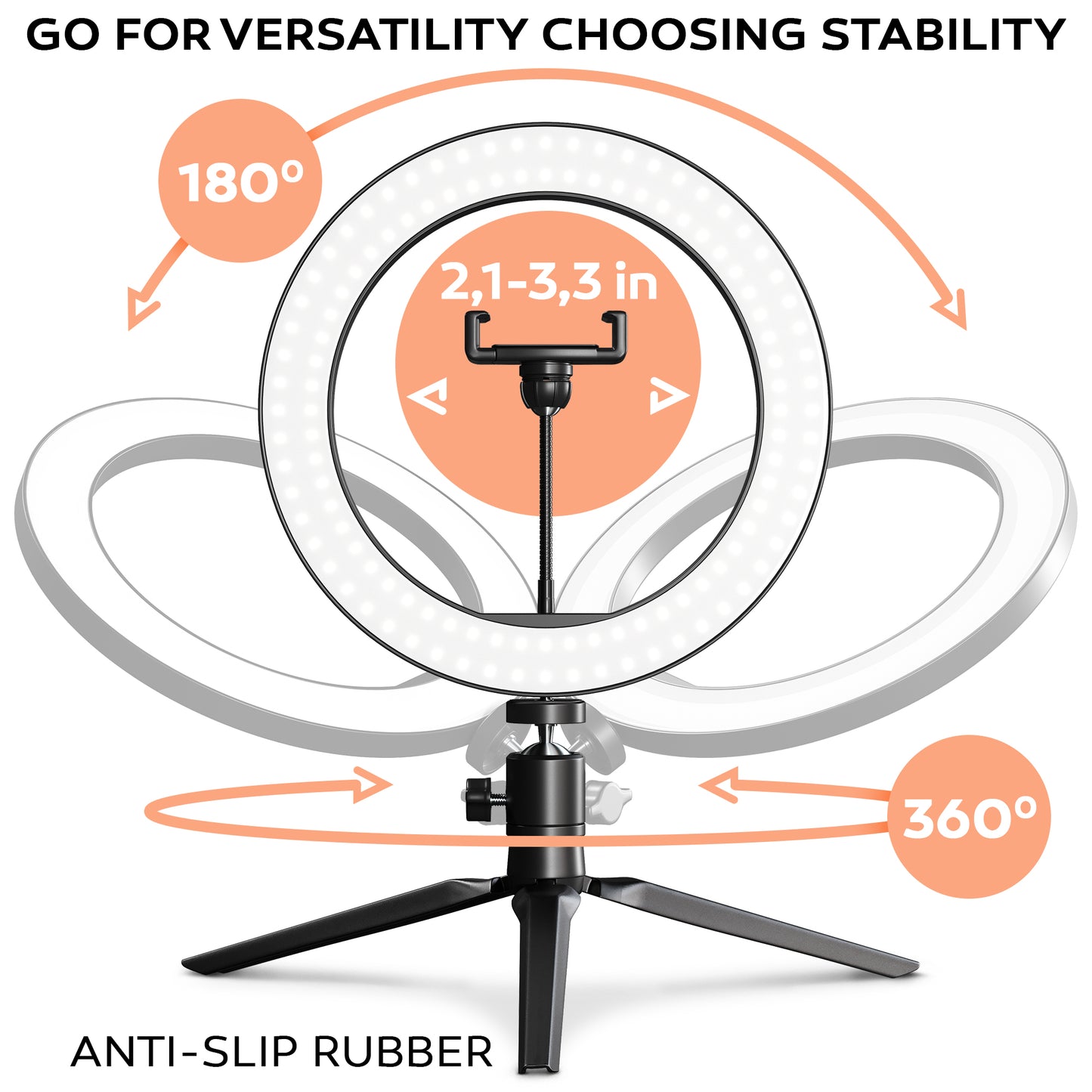 Žiedinė LED lempa Led Ring light su trikoju stovu, telefono laikikliu ir „Bluetooth“ valdymo pulteliu