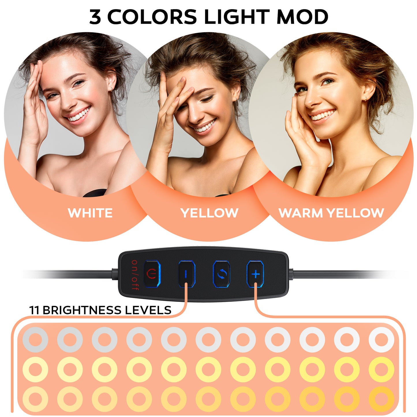Žiedinė LED lempa Led Ring light su trikoju stovu, telefono laikikliu ir „Bluetooth“ valdymo pulteliu