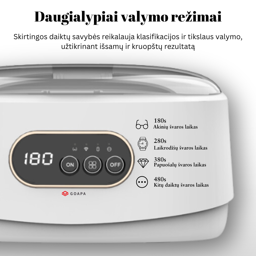 Ultragarsinė Papuošalų, Akinių ir Higienos Reikmenų valymo vonelė