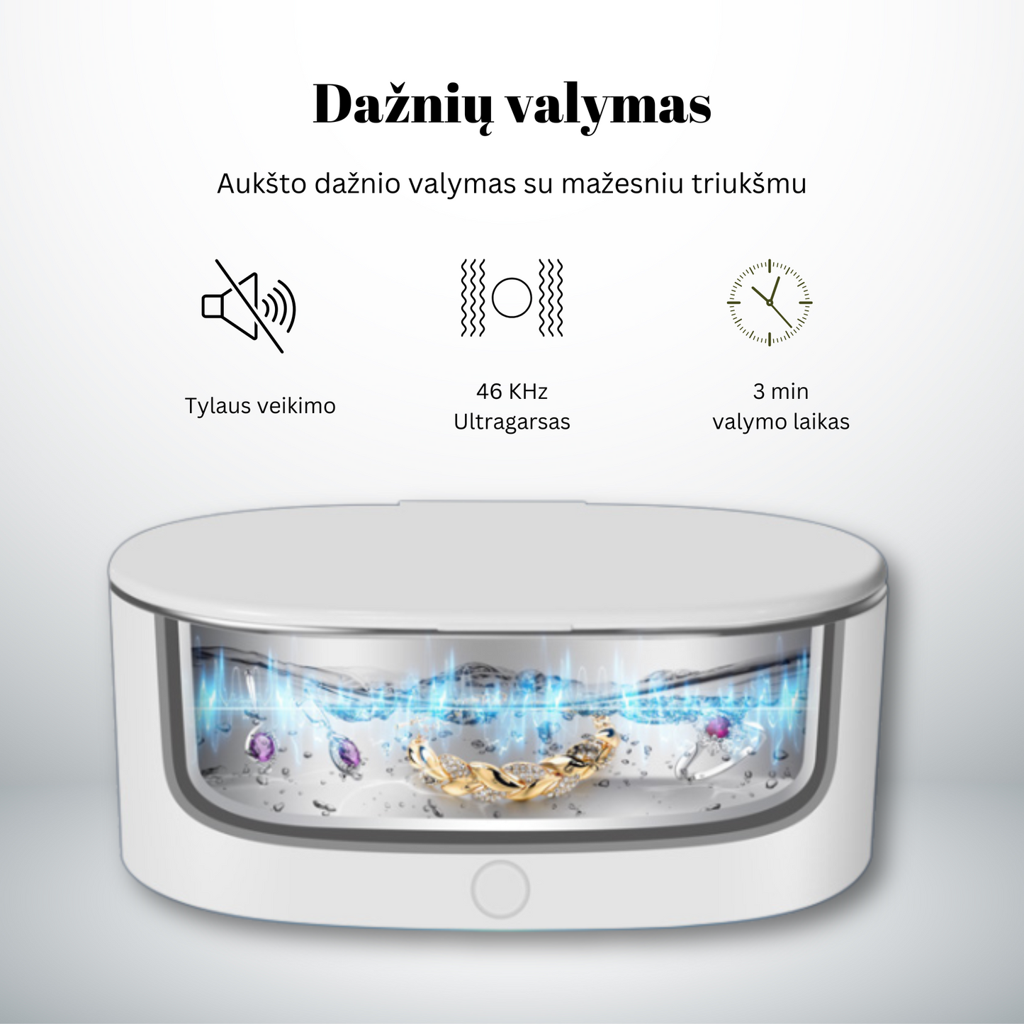 Ultragarsinė Papuošalų, Akinių ir Higienos Reikmenų Valymo Vonelė