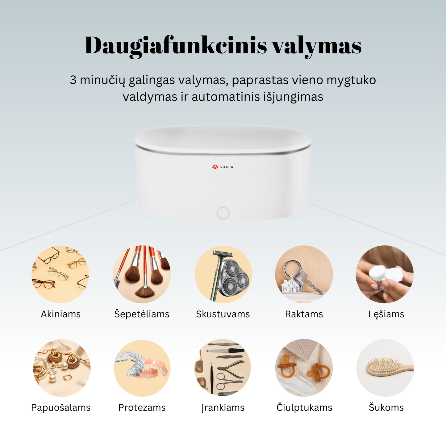 Ultragarsinė Papuošalų, Akinių ir Higienos Reikmenų Valymo Vonelė
