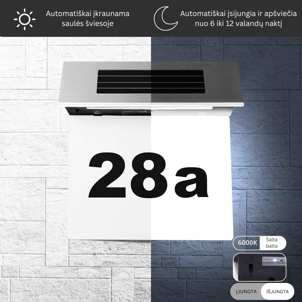 LED namo numerio šviestuvas