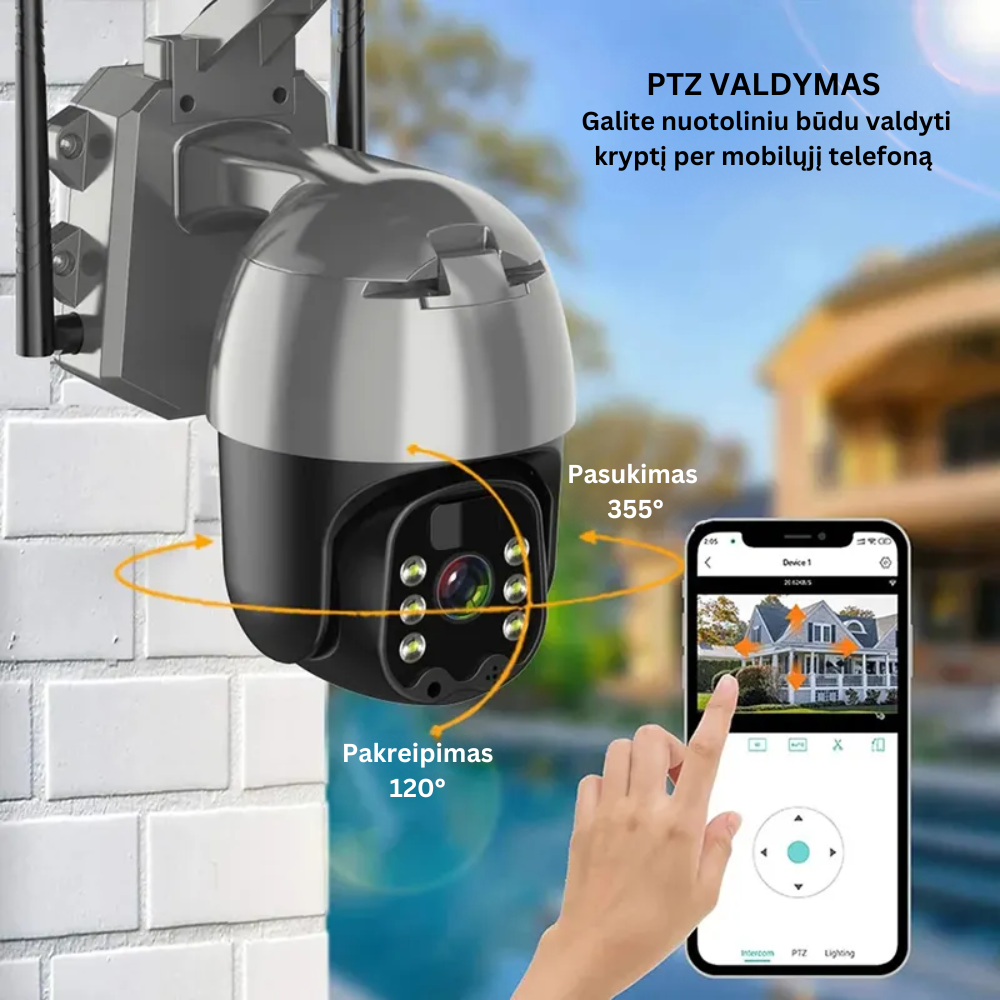 Wifi vaizdo stebėjimo kamera su saulės baterija