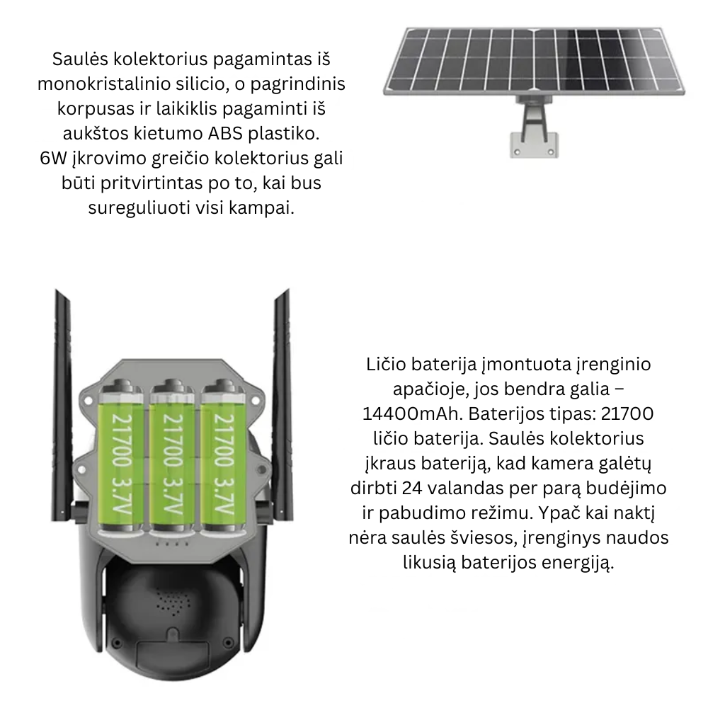 Wifi vaizdo stebėjimo kamera su saulės baterija