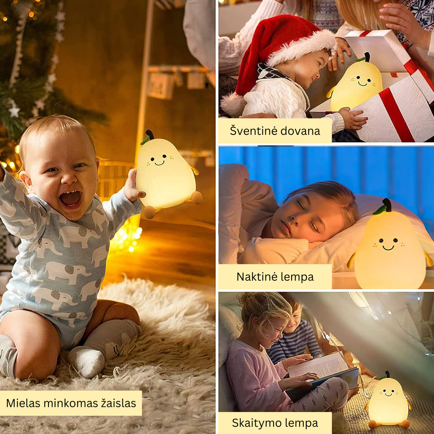 Naktinė vaikiška lempa - silikonė kriaušė