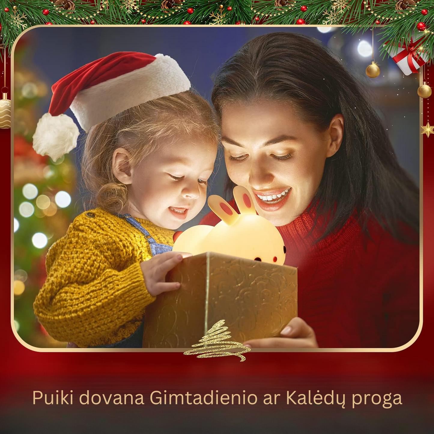 Naktinė vaikiška lempa su pulteliu - silikonis zuikis