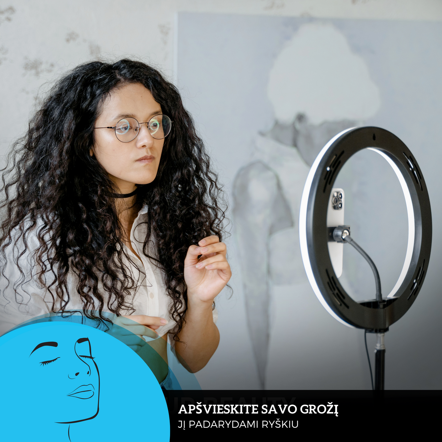 Žiedinė LED lempa Goapa Led Ring light su trikoju stovu 160 cm