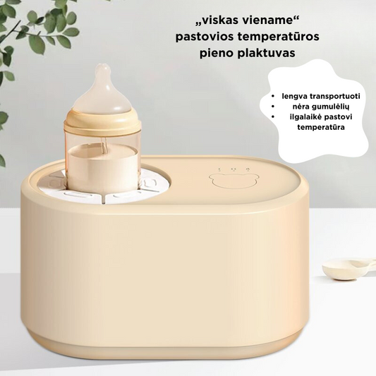 Automatinis kūdikių pieno mišinukų plakiklis palaikantis pirminę temperatūrą