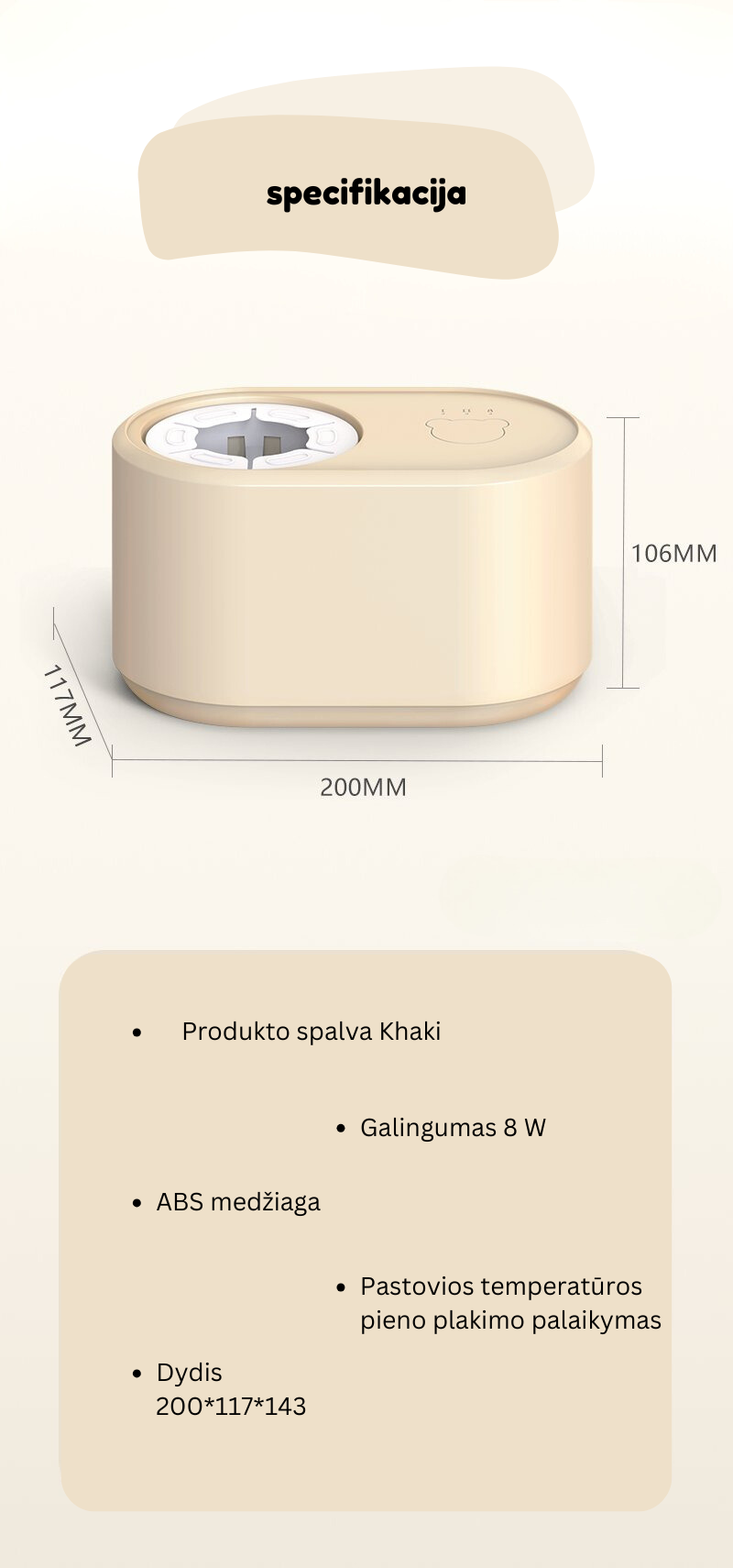 Automatinis kūdikių pieno mišinukų plakiklis palaikantis pirminę temperatūrą