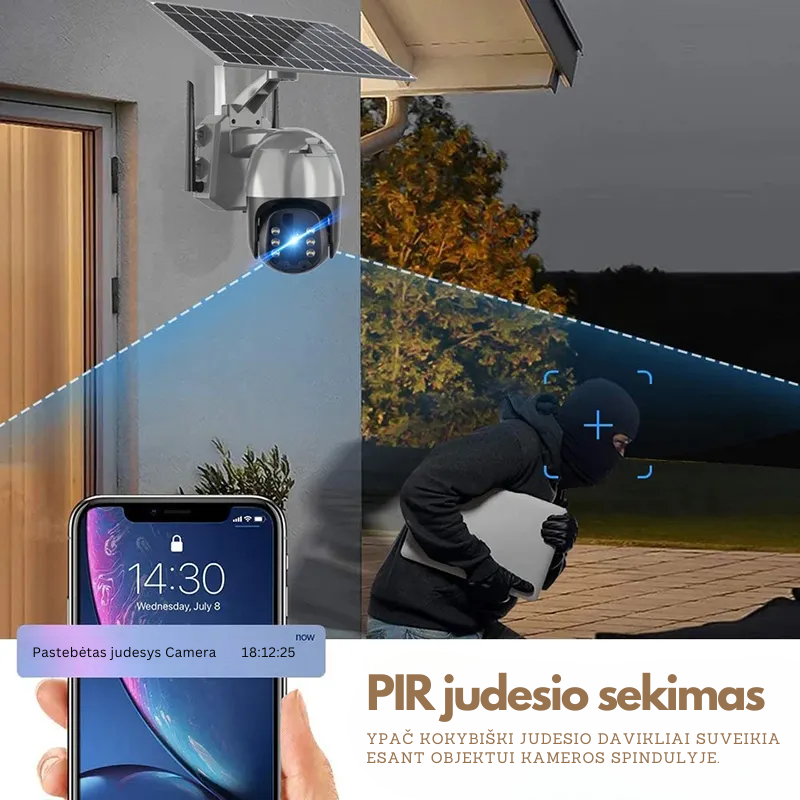 Wifi vaizdo stebėjimo kamera su saulės baterija