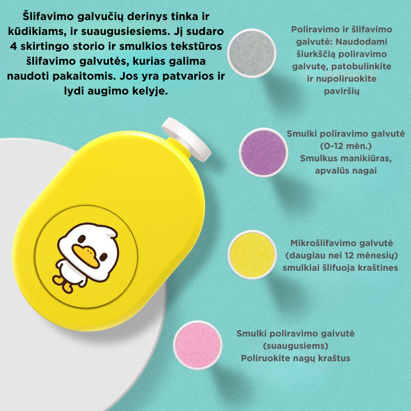Vaikų/kūdikių elektrinė nagų priežiūros dildė