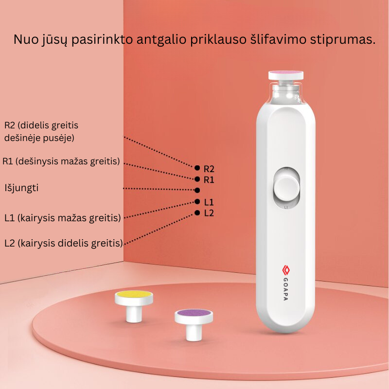 Vaikų/kūdikių elektrinė nagų priežiūros dildė