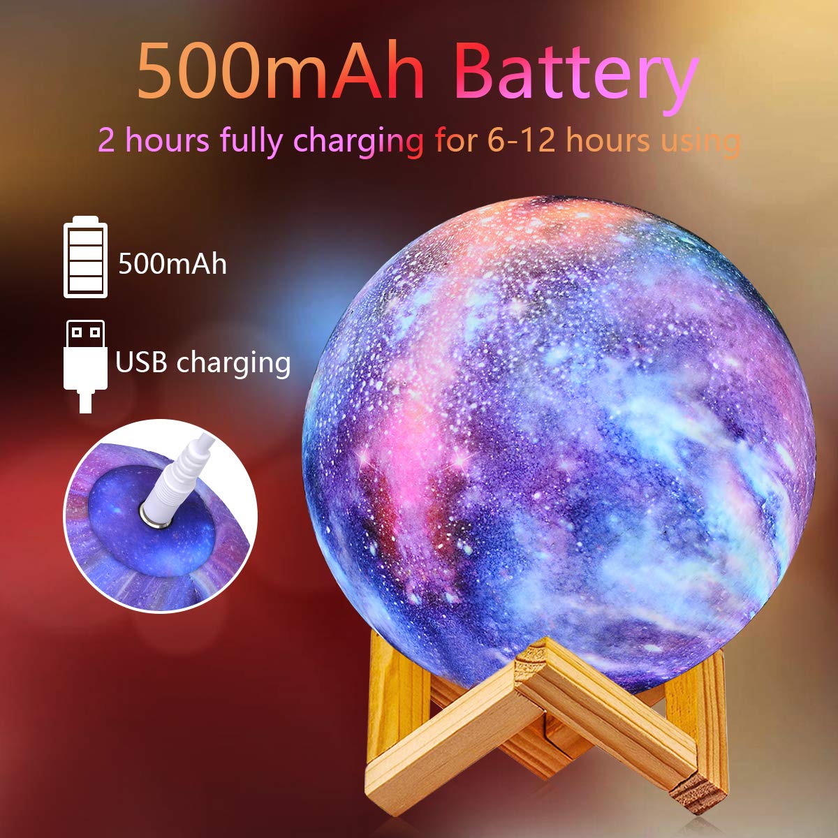 Mėnulio 3D Nakties Lempa Galaxy